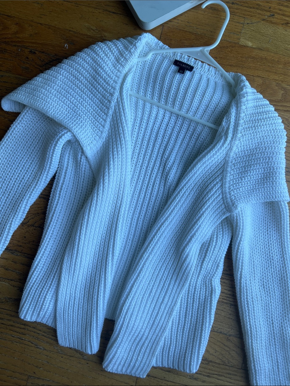 Talbots Cream Open-Front Ribbed Cardigan / oversized XS - Picture 6 of 7